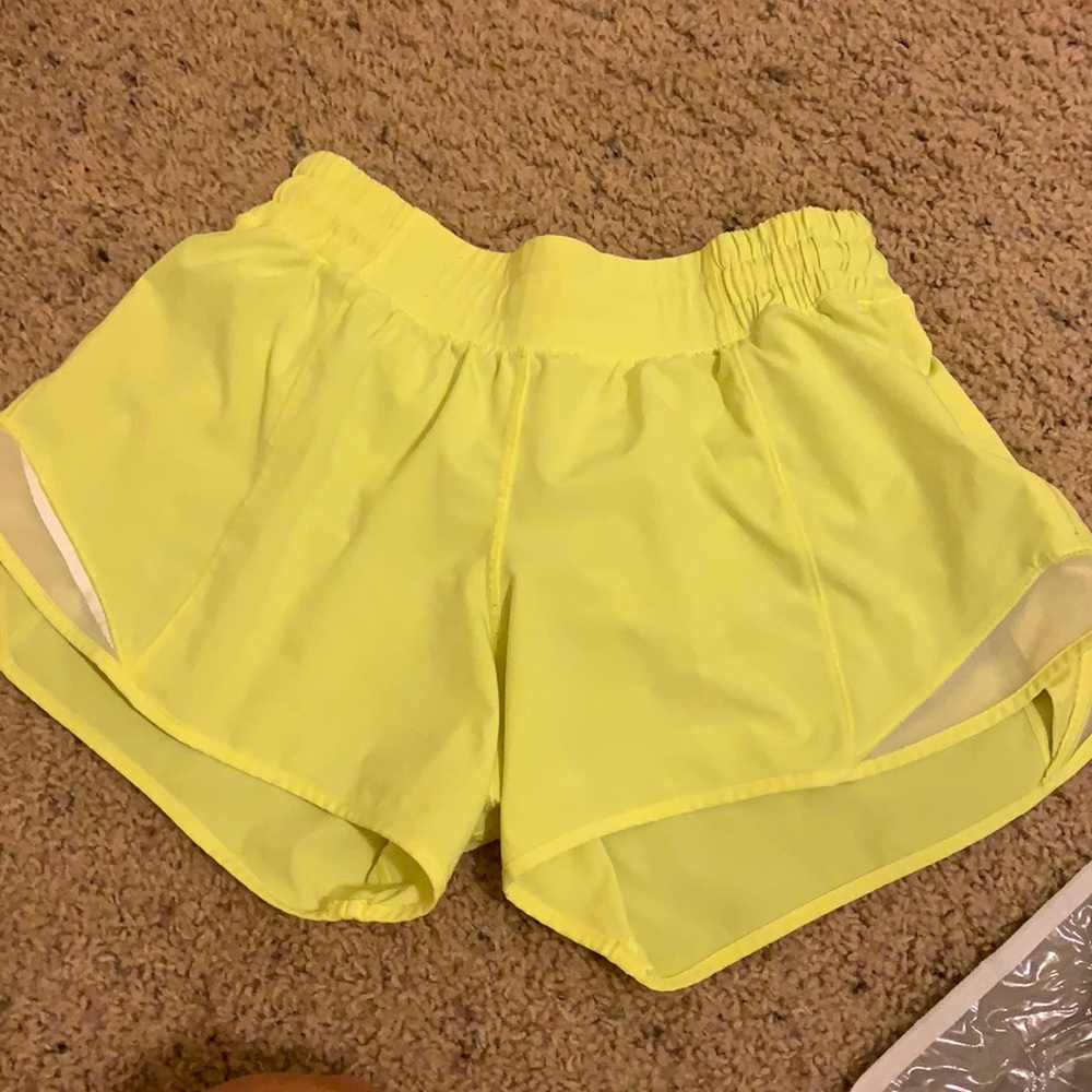 Neon yellow hotty hot lulu lemon shorts